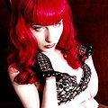 Redhead bettie page corset lace gloves garters