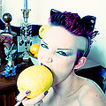 Playful sexy goth punk girl with mohawk nude