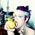 pervy goth chick gets dirty with fresh lemons