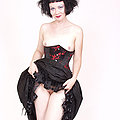 pierced vintage glam goth in corset flowy skirt
