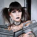 Malice McMunn Tattooed school girl in pigtails up for adventure