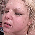 Fake blonde is face banged til her makeup drips off